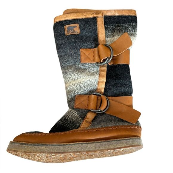 Sorel Chipahko Blanket Hawk Wool Winter Boots Leather Trim Womens Size 9.5 - Picture 7 of 10